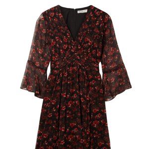 RACHEL ZOE NWT Caden Asymmetric Floral-print Silk Midi Dress, US 12